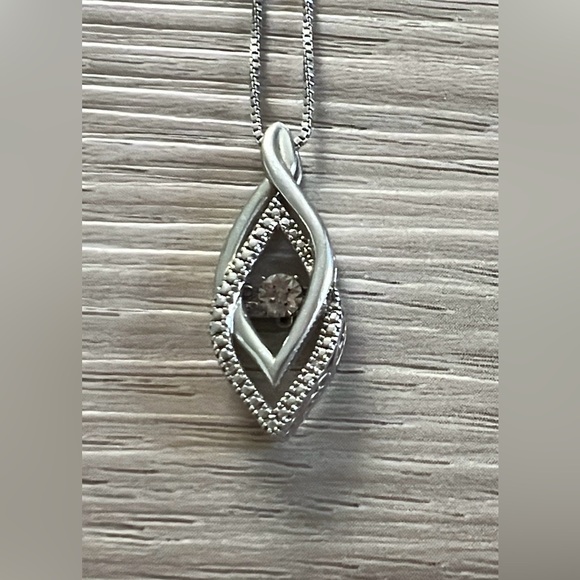 Designer OTC Sterling Silver Diamond Teardrop Infinity Pendant Necklace, 4g, 18" - Picture 2 of 7